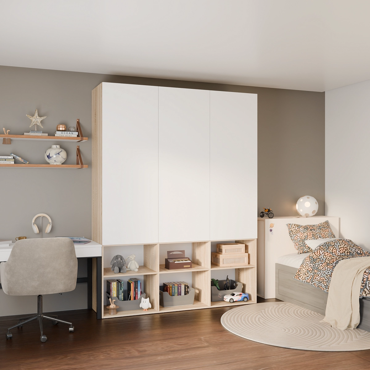 Шкаф со стеллажом Антарес Дуб сонома/белый
